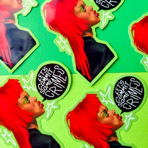 Crime Punk Girl Sticker | Holographic Waterproof Vinyl image 3