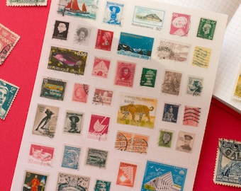 Mini feuille d'autocollants pour timbres vintage | Autocollants de journalisation, autocollants d'agenda, autocollants Bujo, autocollants déco, journal indésirable