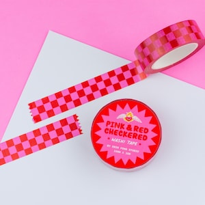 Pink & Red Checkered Washi Tape | Scrapbooking, Planners
