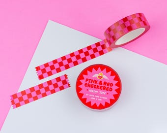 Pink & Red Checkered Washi Tape | Scrapbooking, Planners