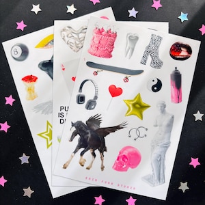 Emo PNG Scrapbooking Sticker Sheet | png stickers, scrapbooking stickers, bujo stickers, junk journal stickers, deco stickers, kpop stickers