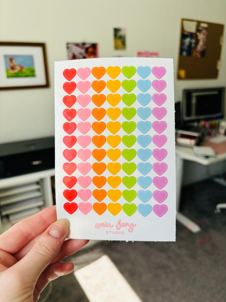 Rainbow Heart Sticker Sheets | Glossy Vinyl Planner Stickers - Etsy