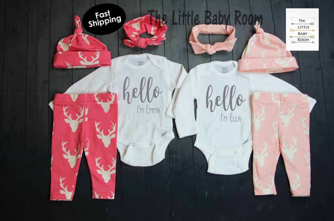 Twin Girl Outfits,twin Girls Coming Home Outfits,personalized Twin