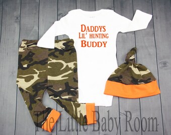 Baby Boy Coming Home Outfit Set,Camo,Hunting,Army, Baby Clothes,Pesonalized Oneise,Orange,Leggings,Hat,Boy Gift,Hospital,Newborn,Deer,Go