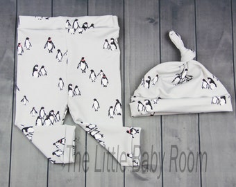 Boys Leggings Hat,Penguins,Boys Coming Home Outfit Set,Onesie Bow Tie and Suspenders,Black,White,Gray,Boys Leggings,Boys,Newborn,Going,Baby