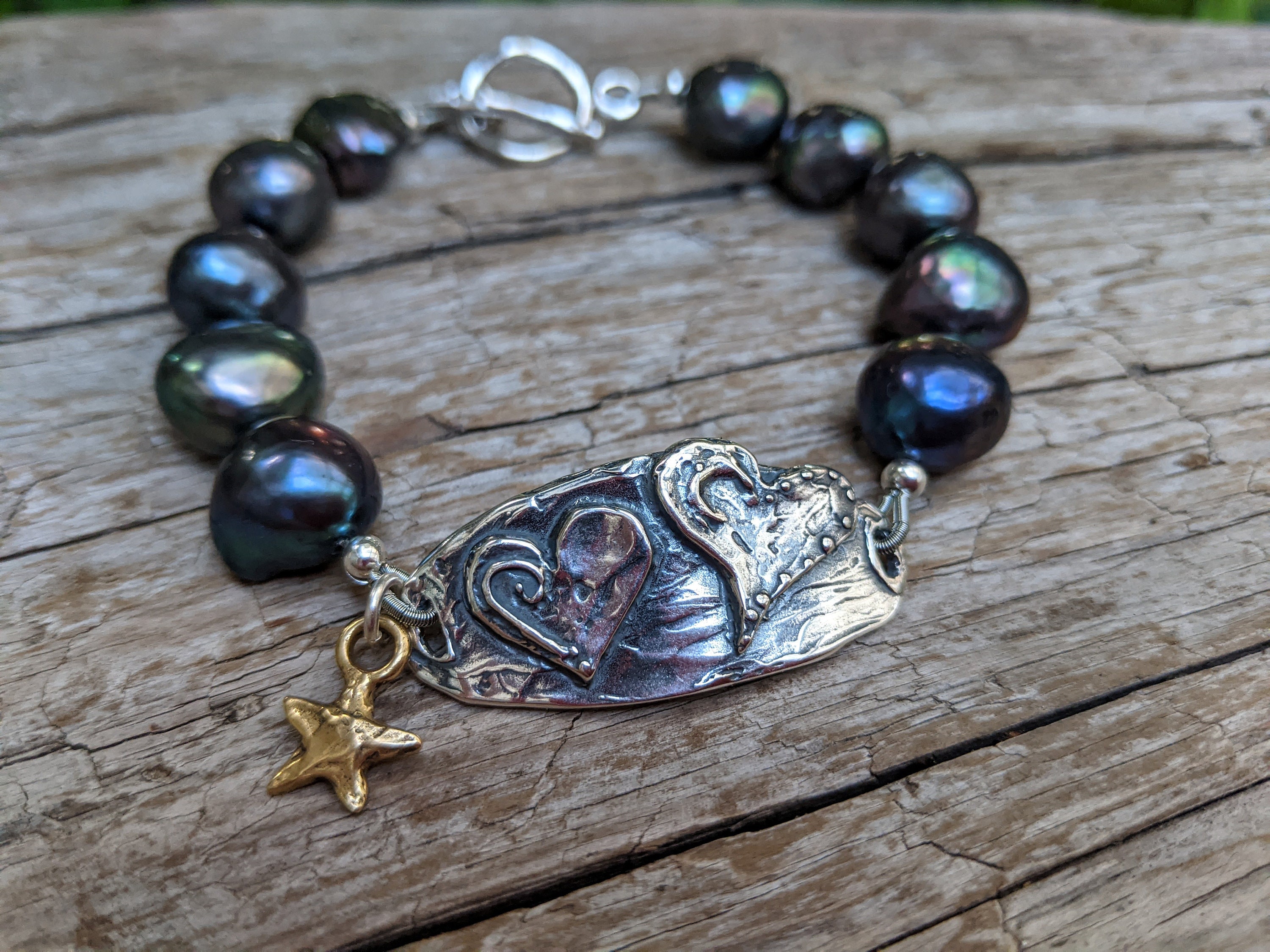ブレスレット The Baroque Pearl and ME Heart Bracelet Baroque Pearls Bracelet With Heart Toggle, Heart Bracelet