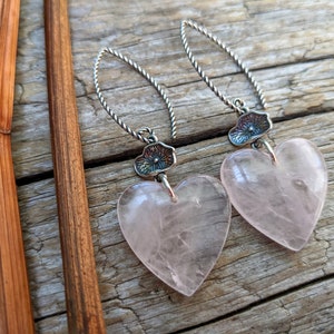 Rose Quartz Earrings, Pink Quartz Earrings, Cherry Blossom Earrings, Statement Earrings, Floral Earrings, Flower Earrings, Heart Earrings