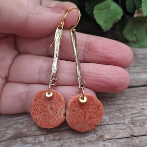 Versteinerte Korallen Ohrringe, Orange Korallen Ohrringe, Statement Ohrringe, Indonesische Korallen Ohrringe, Boho Ohrringe
