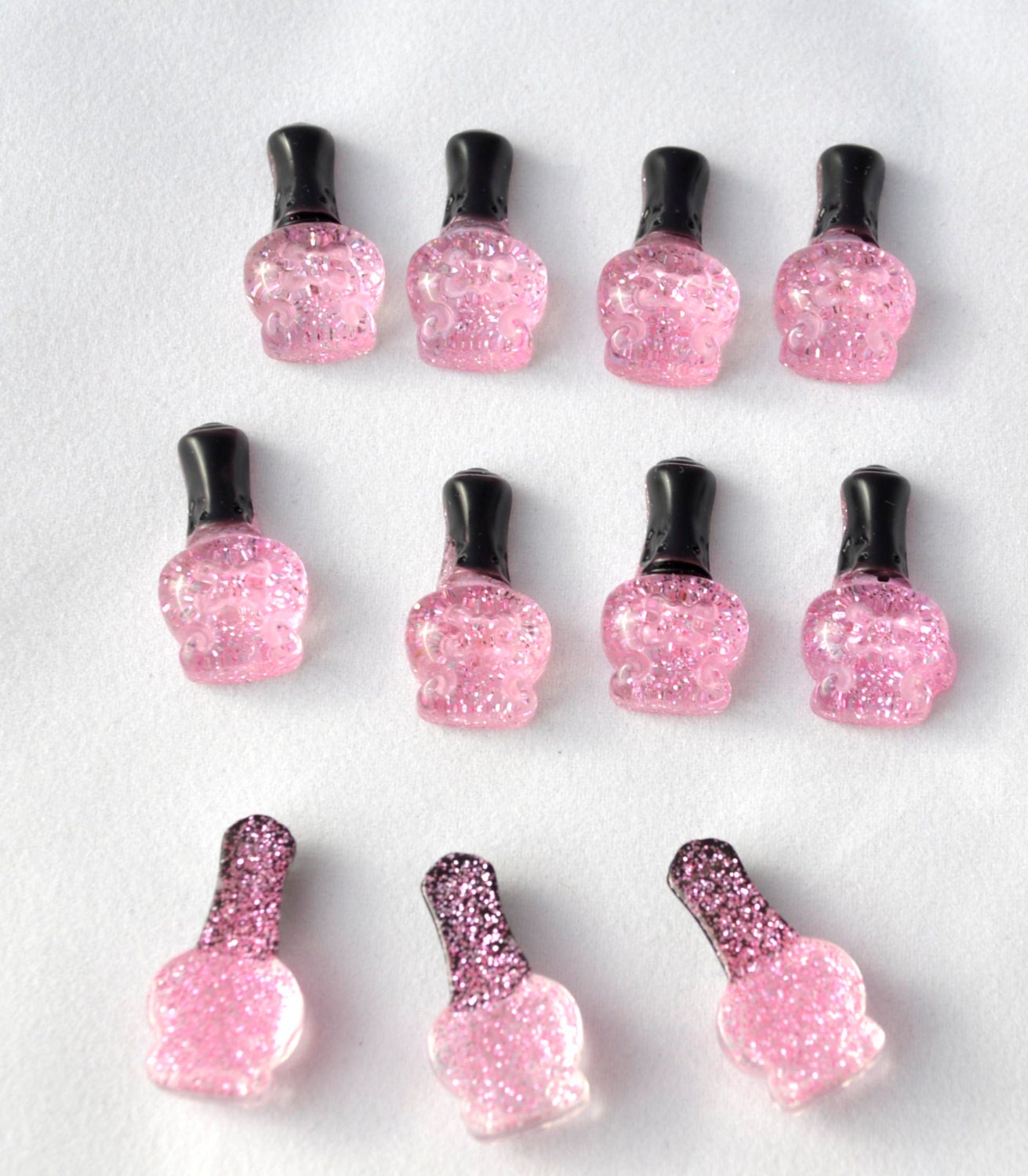 6 PC Light Pink Glitter Resin Nail Polish Bottles Kawaii Etsy