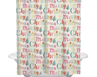 70 X 70 Inches qianliansheji Simple White Pretty Christmas Decorations Sign Merry Christmas Shower Curtain Home Bathroom Accessories Polyester Fabric Fashion Hook