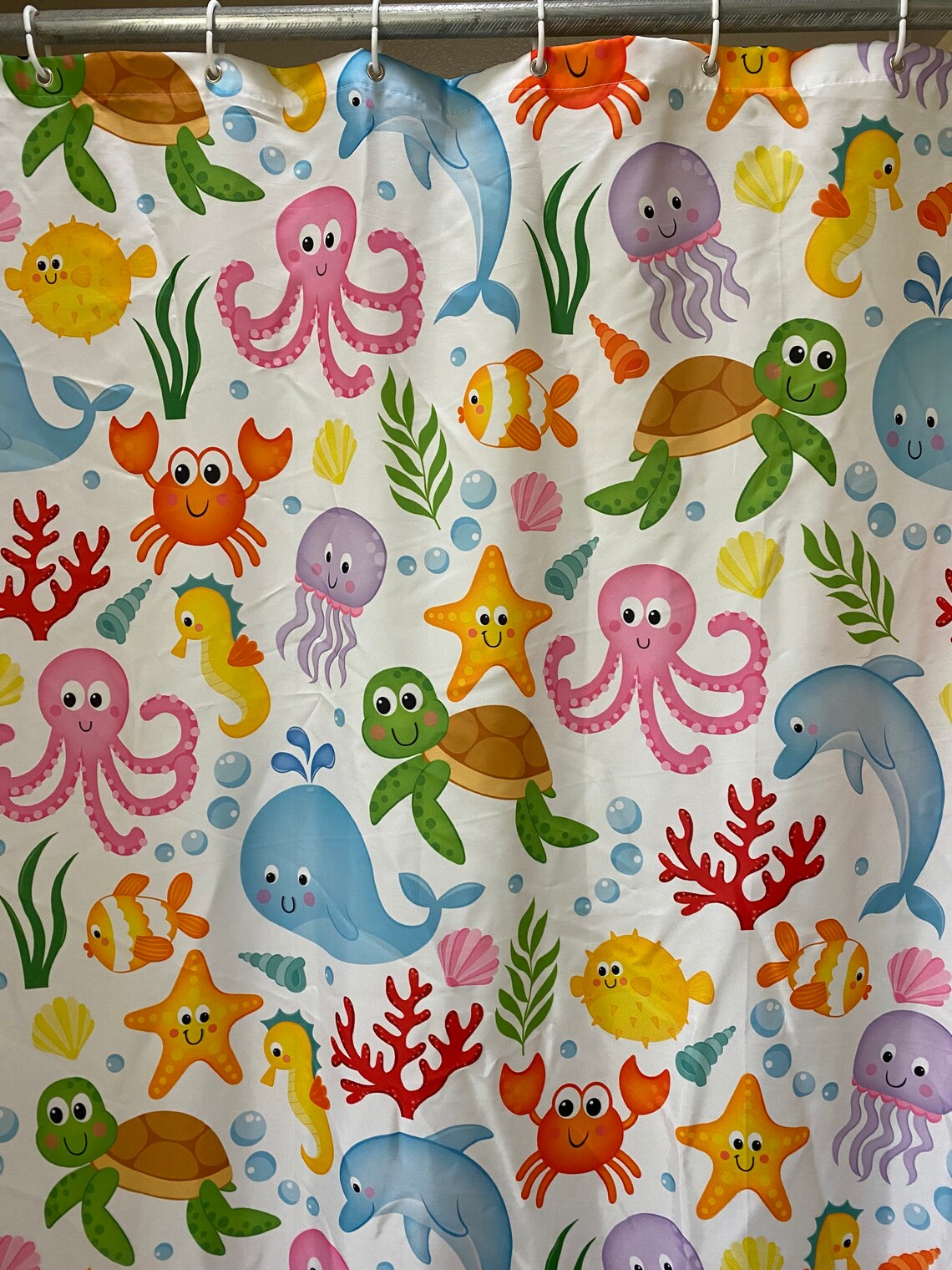 Kids Ocean Animal Shower Curtain for Beach Coastal Themed Etsy
