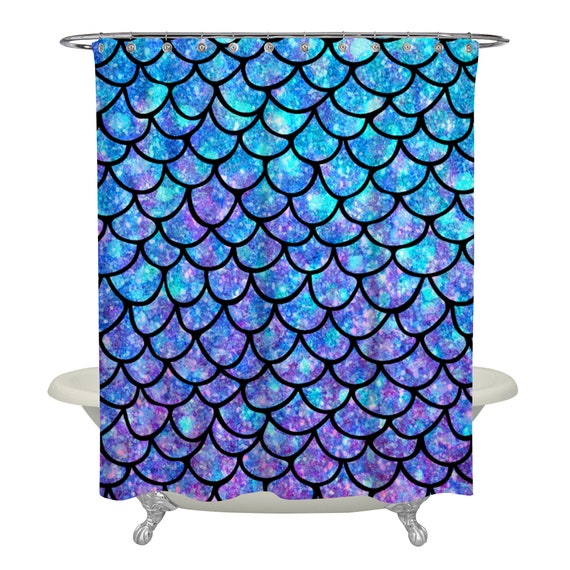 Mermaid Scale Shower Curtain Perfect For Ocean Theme Mermaid Scale Shower Curtain Perfect, Ocean Themed Shower Curtain