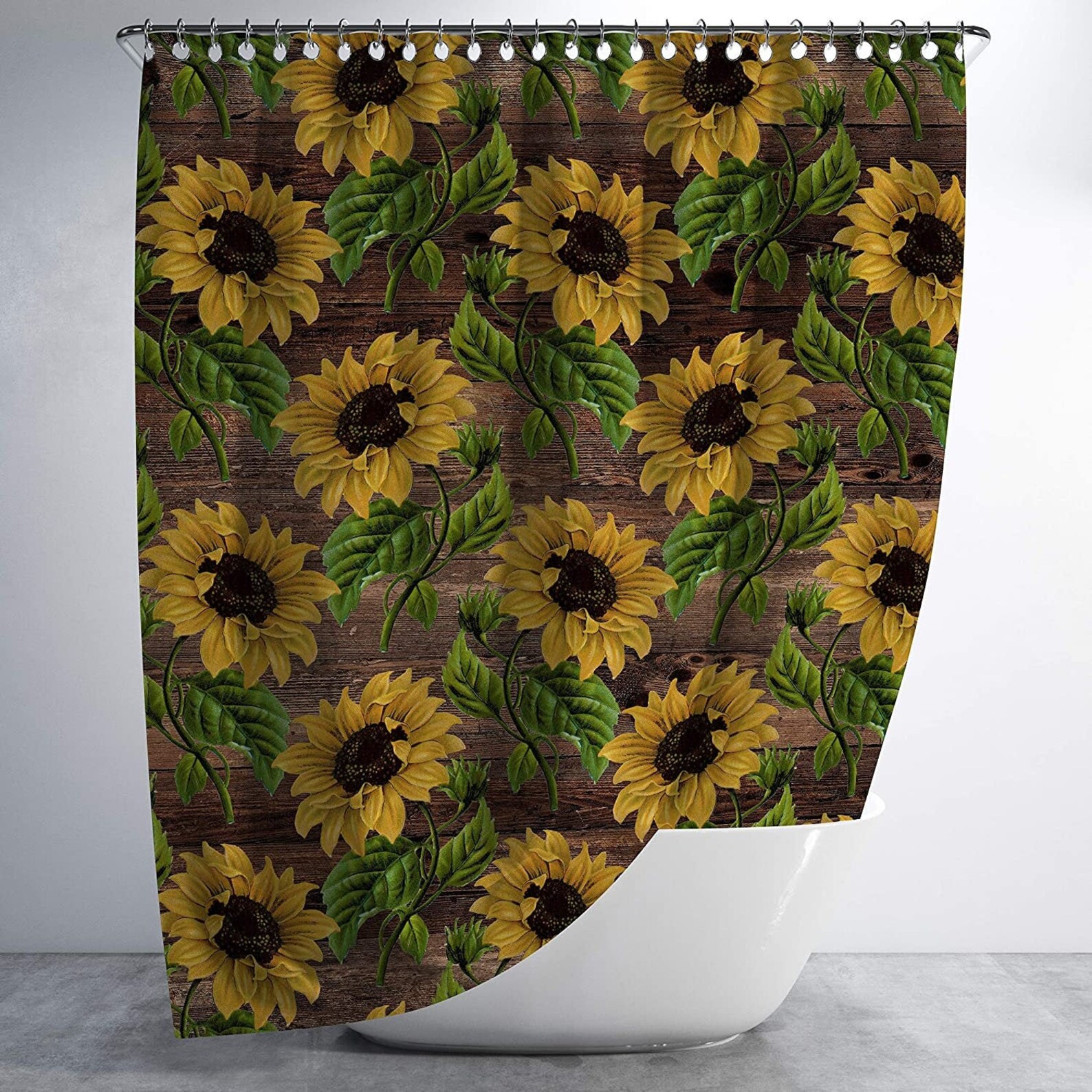 Sunflower Shower Curtain Fabric Bathroom Decor Polyester 72 X Etsy