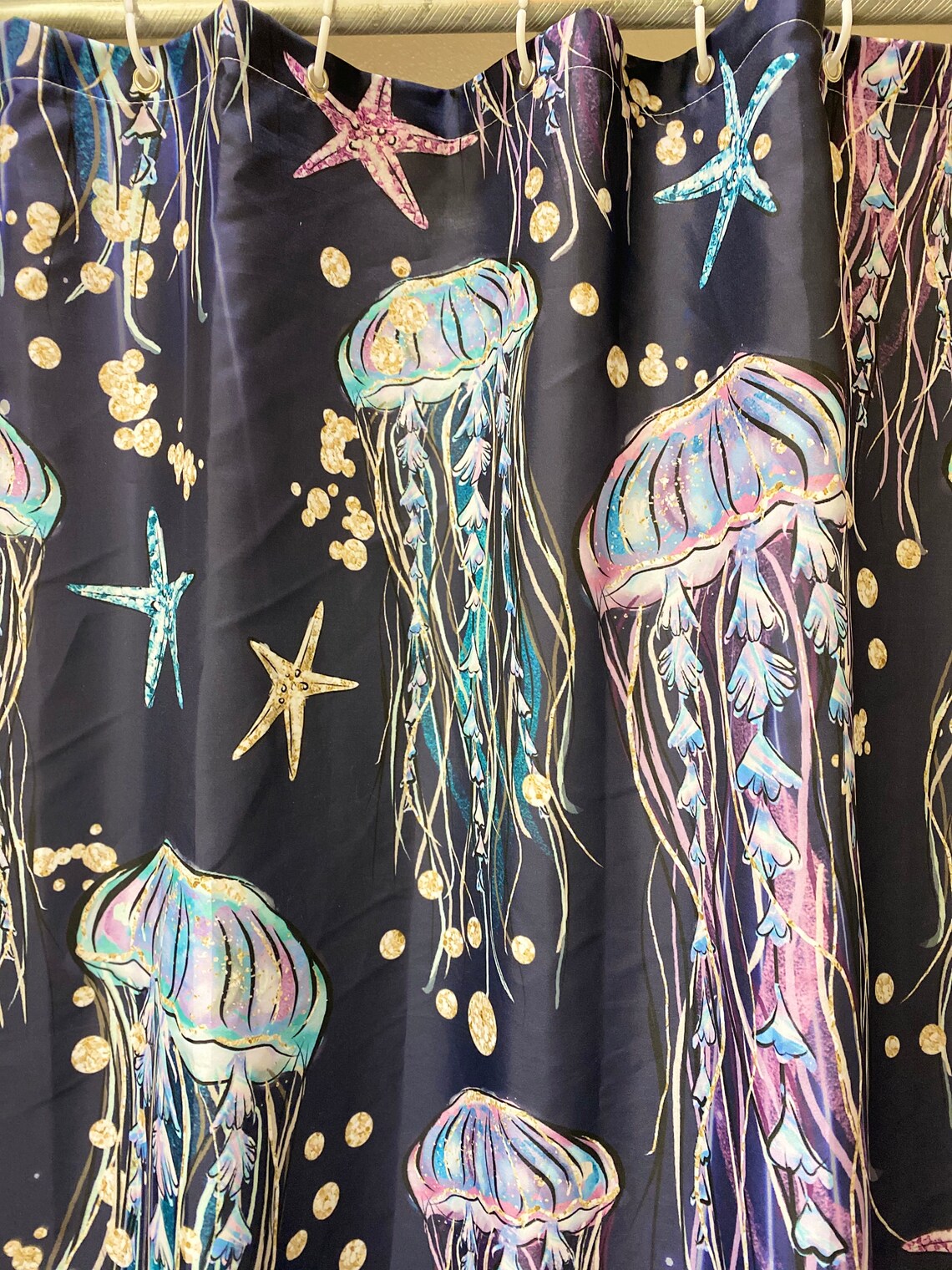 Jellyfish Shower Curtain Fabric Shower Curtain Ocean Theme Etsy