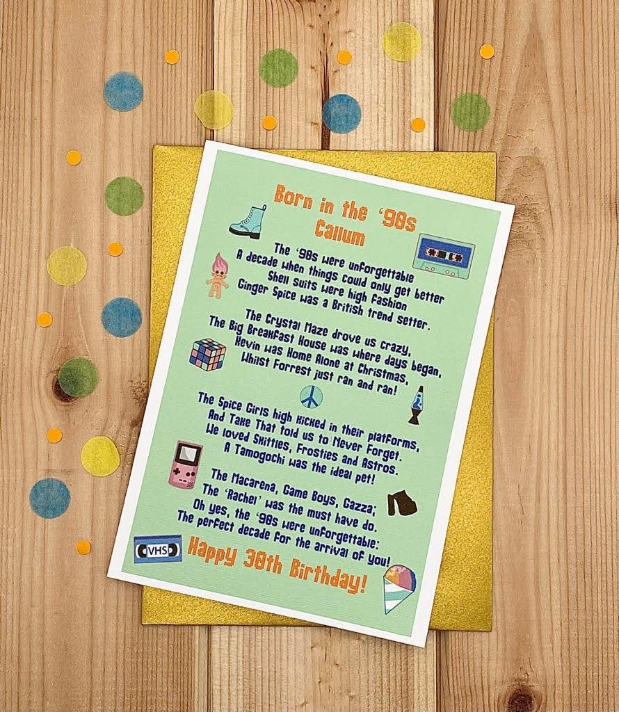 30th BIRTHDAY CARD Born in the 90s Birthday Card Male - Etsy Israel