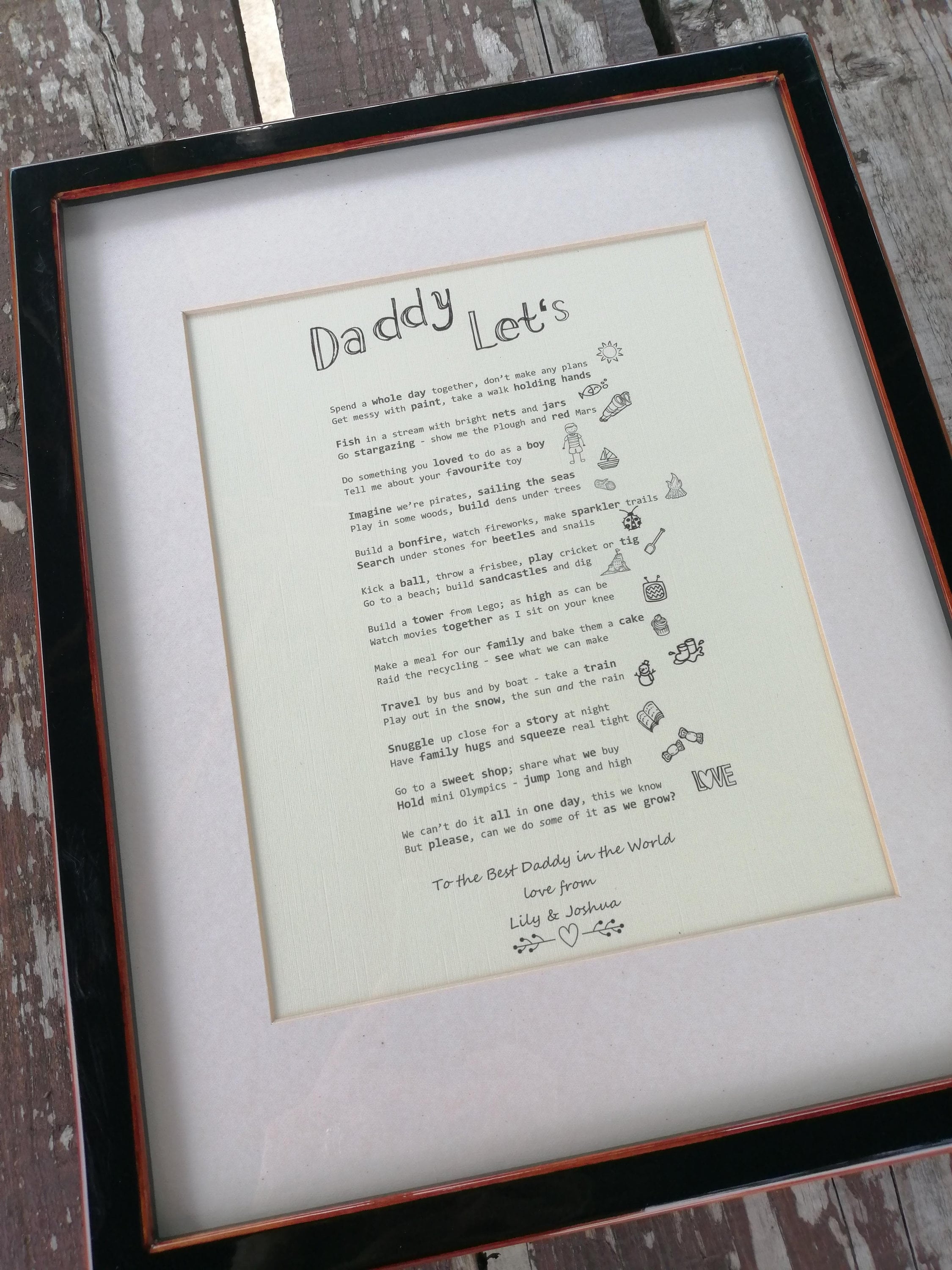 PERSONALISED Dad BIRTHDAY Gift A4 Poem Print Special