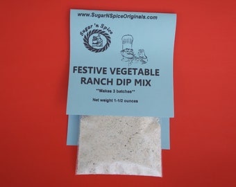 DIP MIX - Festive Vegetable Ranch - Great with vegetables, chips - Add sour cream - Each bag makes 3 (12 ounce) batches - Best Seller