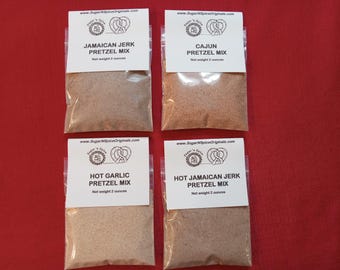 PRETZEL MIX - Mild, Medium Heat or Hot - Choose flavor and bake your pretzels by just adding margarine - Onion, Garlic, Jamaican Jerk & more