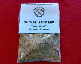 DIP MIX - Spinach - Great with bread bowl, crackers - Add sour cream - Makes an 8 ounce batch -Party Dip - Hostess gift - Cook gift