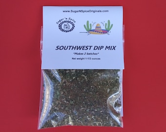 DIP MIX - Southwest Taco - Great with vegetables, chips, pretzels, nachos - Add sour cream - Each packet makes 2 batches - Mexican - Chili
