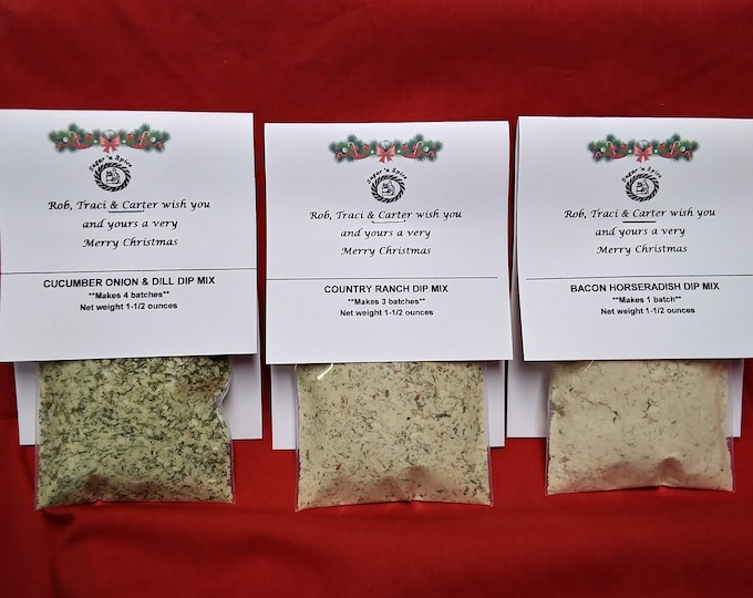 DIP MIXES (36) -Personalized Tag -2.45 ea - Free Ship - Christmas Holiday gift - Your custom message - For Veg/Chips - Add sour cream