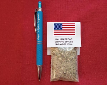 30 Bread Dipping Spices Italian - 1/3 ounce bag with tag - 2" x 3" - Patriotic USA Flag Favors - Attach to a bottle of olive oil - Stars