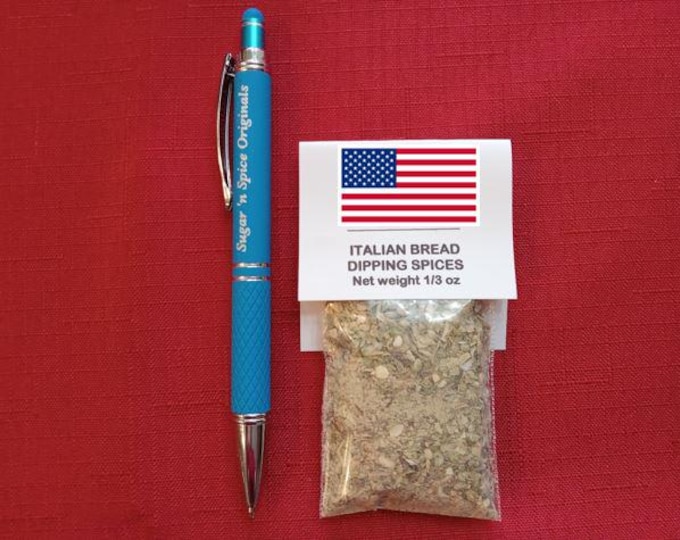 30 Bread Dipping Spices Italian - 1/3 ounce bag with tag - 2" x 3" - Patriotic USA Flag Favors - Attach to a bottle of olive oil - Stars