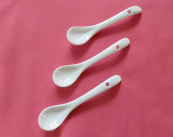 3 Porcelain Spoons (5") - SET of 3  - Use for dips, sauces and jams - Thank you/Co-worker gift/Bridal Shower favors