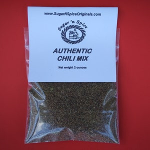 CHILI MIX Authentic - Makes one large pot of chili -  2 oz packet - Great with cornbread, crackers -Gift for your favorite cook; party - Bbq
