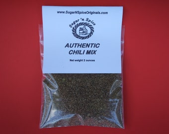 CHILI MIX Authentic - Makes one large pot of chili -  2 oz packet - Great with cornbread, crackers -Gift for your favorite cook; party - Bbq