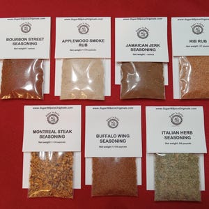 GIFT BOX Meat/Seafood Seasonings (7 different flavors) - Great on ribs, chicken, steak, fish/salmon - For cook, Dad - Spice Rubs BBQ image 2