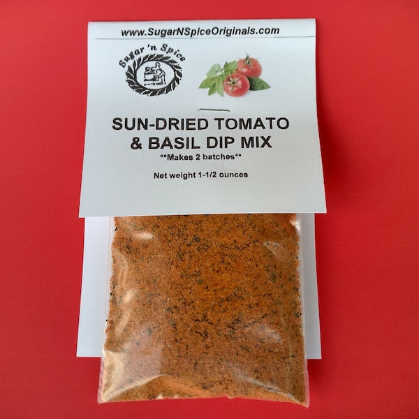 DIP MIX - Sun-dried Tomato & Basil - Great with vegetables, chips, pretzels - Add sour cream - Each packet makes 2 batches - Party Dip