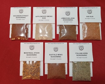 Meat/Seafood Seasonings SAMPLER (7) - Great on ribs, chicken, steak, fish/salmon, pork/beef roasts and chicken wings - Spice Rubs BBQ