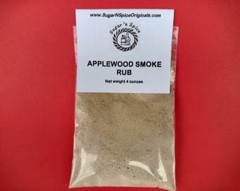 APPLEWOOD SMOKE Rub - 1/4 LB - Brown Sugar, Garlic, Onion, Molasses, Natural Smoke Flavor... -Delicious Ribs, Pork, Chicken - Bbq Gift
