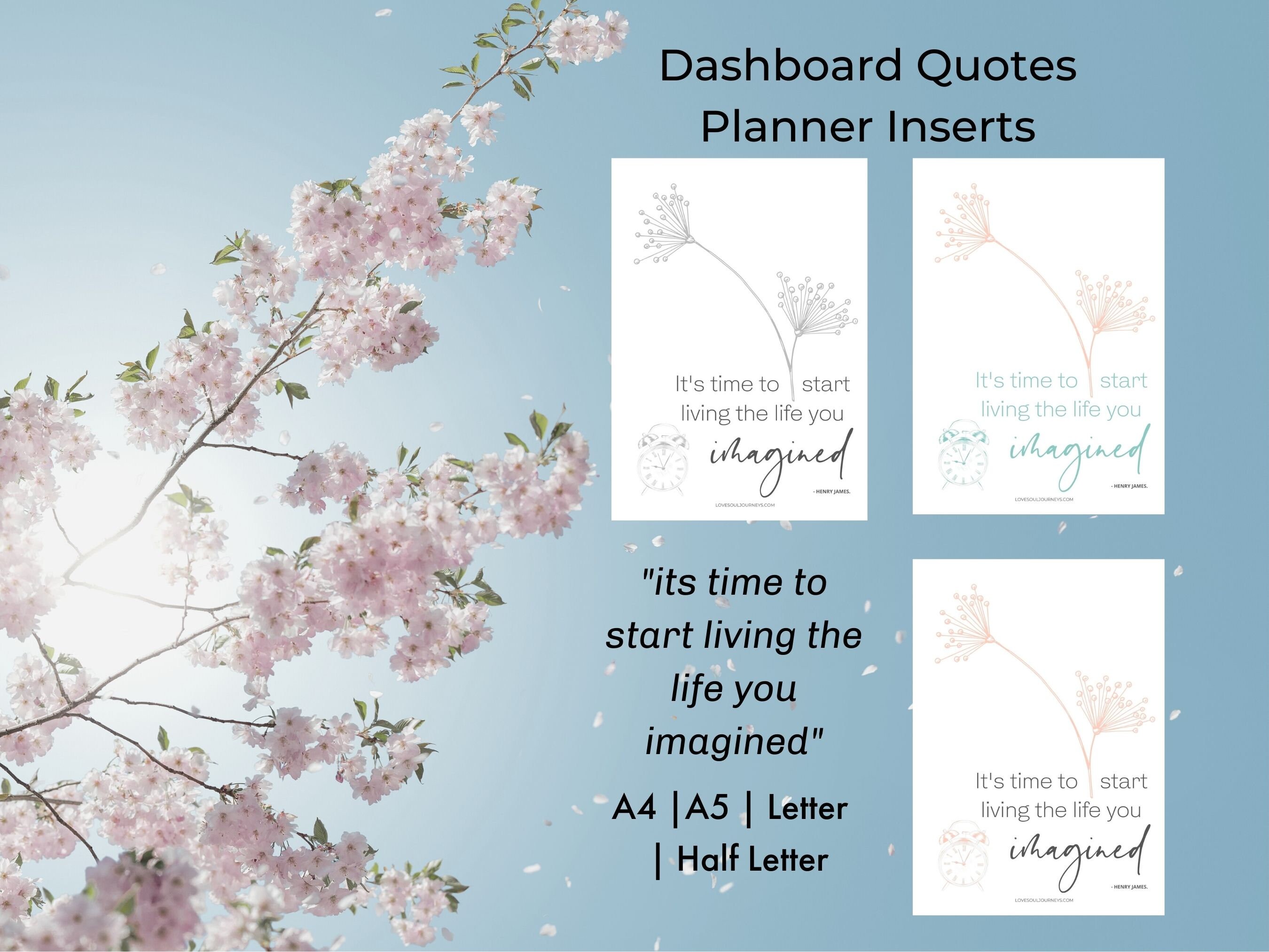Inspirational Planner Dashboard | Live Your Best Life | Printable A4 ...