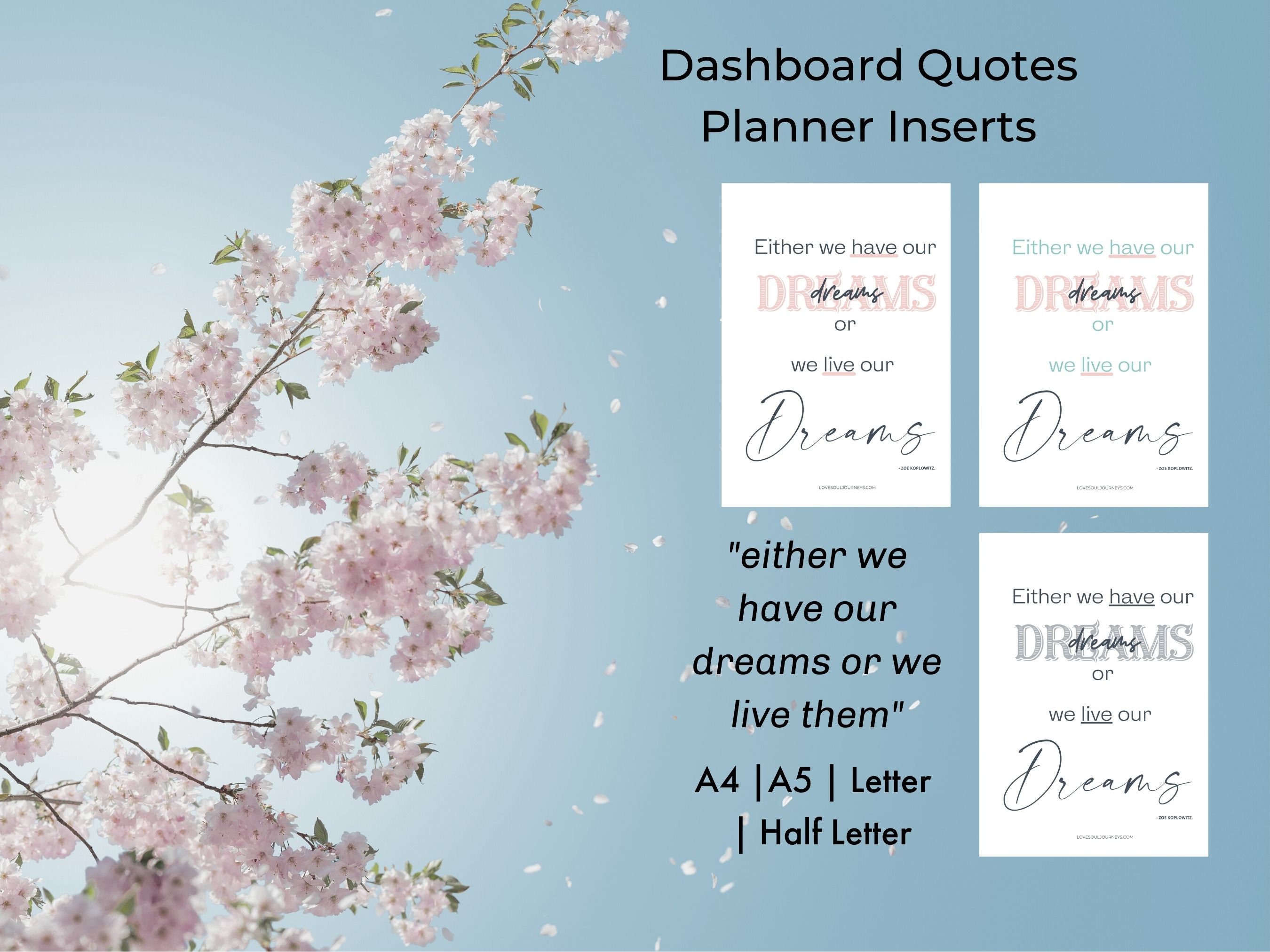 Inspirational Planner Dashboard | Live Your Best Life | Printable A4 ...
