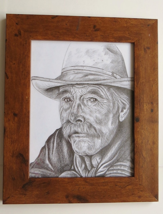 Old Cowboy Original Pencil Drawing Western Art Wild West Etsy