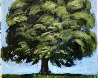 Day 84 // 9x12, Big Happy, Landscape, Tree, Painting, Painting Challenge, #100DaysofPaintonaRoll, Original Art, Free Shipping