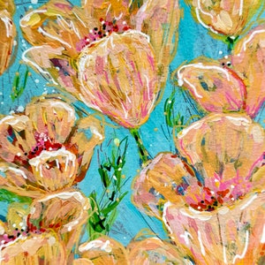 Orangesicle Tulips // Odd Size, February Flowers 2021, Flowers, Floral, Gift, Original Painting, Acrylic, Original Art image 1