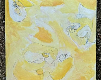 Mellow Saturday // Abstract, Cream, Yellow, Butter, Original Painting, Original Art