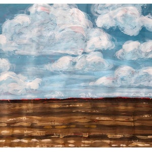 Day 23 // Pressed Clouds, 9x12, Landscape, Painting, Daily Painting Challenge, 100DaysofPaintonaRoll, Original Art, Free Shipping image 1