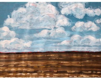 Day 23 // Pressed Clouds, 9x12, Landscape, Painting, Daily Painting Challenge, #100DaysofPaintonaRoll, Original Art, Free Shipping