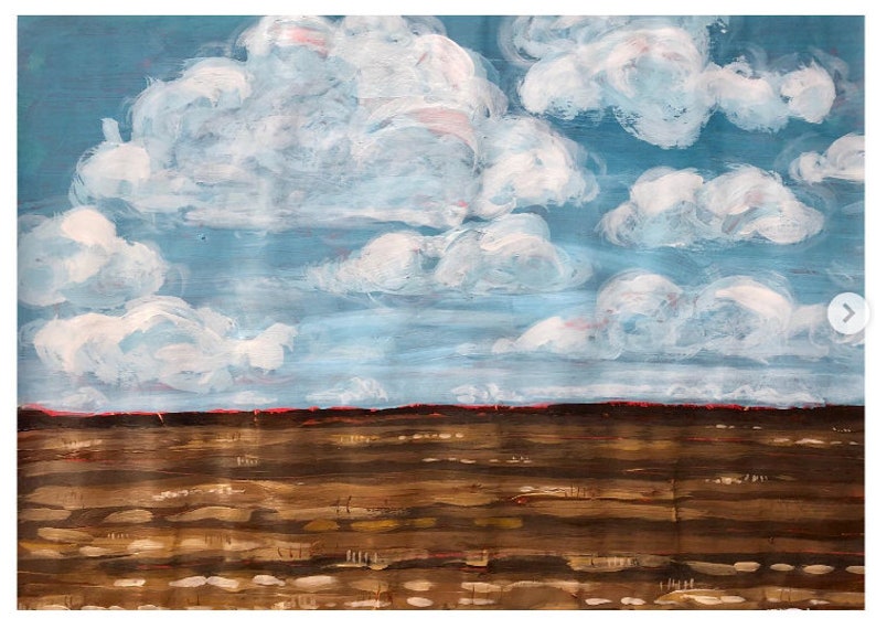 Day 23 // Pressed Clouds, 9x12, Landscape, Painting, Daily Painting Challenge, 100DaysofPaintonaRoll, Original Art, Free Shipping image 1