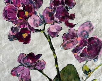 Day 18 Orchid // February Flowers 2024, Phalaenopsis, Purple, Floral, Original Painting, Original Art, Free Shipping