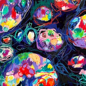 Pebble Rainbow // Abstract, Bright, Colorful, Original Painting, Original Art image 1