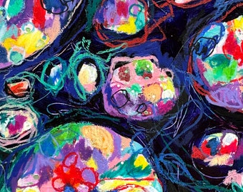 Pebble Rainbow // Abstract, Bright, Colorful, Original Painting, Original Art