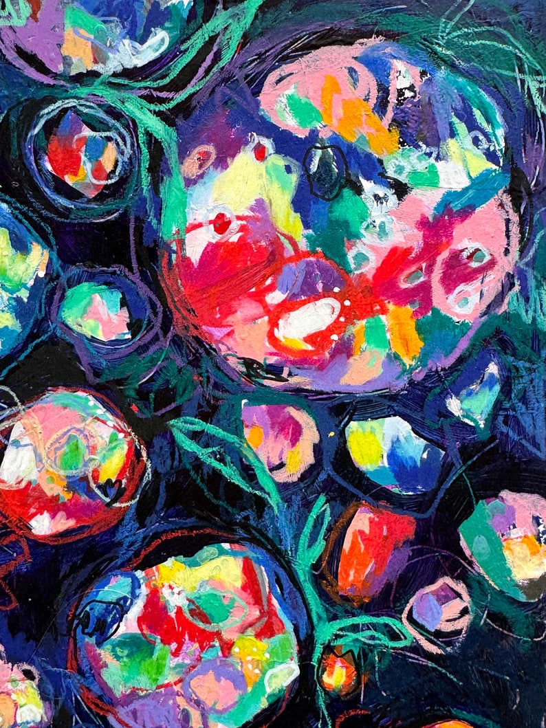 Pebble Rainbow // Abstract, Bright, Colorful, Original Painting, Original Art image 3