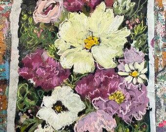 Day 29 Celebration // February Flowers 2024, Blooms, Bold, Pink, Pastel, Lush, Original Painting, Original Art, Free Shipping