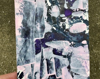 Asphalt Dreams // 4x6, Abstract, Minimalist, Understated, Pale Pink, Paynes Grey, Original Painting, Original Art