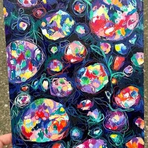 Pebble Rainbow // Abstract, Bright, Colorful, Original Painting, Original Art image 2